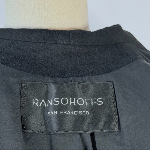 Vintage Ransohoffs 60s Black Wool Princess Coat Frog Closure Jacket XS S - Picture 11 of 13
